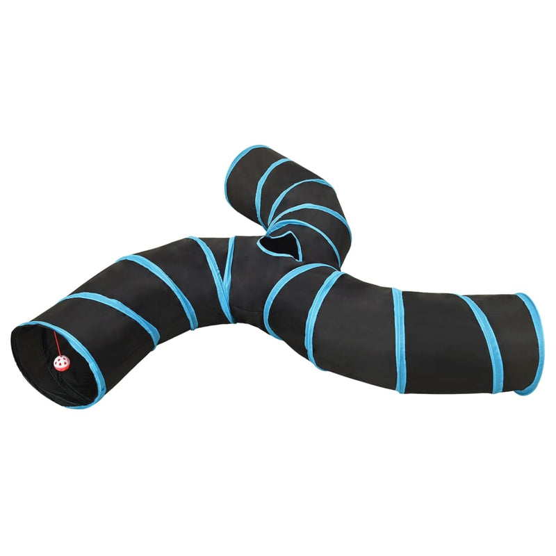 Afbeelding laden in galerijviewer, Vidaxl kattentunnel 3-voudig 25 cm polyester zwart en blauw