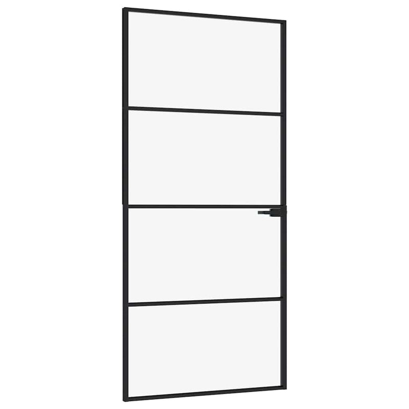 Load image into Gallery viewer, Vidaxl binnendeur 93x201,5 cm gehard glas en aluminium smal zwart