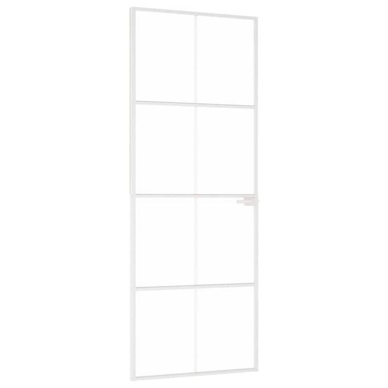 Load image into Gallery viewer, Vidaxl binnendeur 76x201,5 cm gehard glas en aluminium smal wit