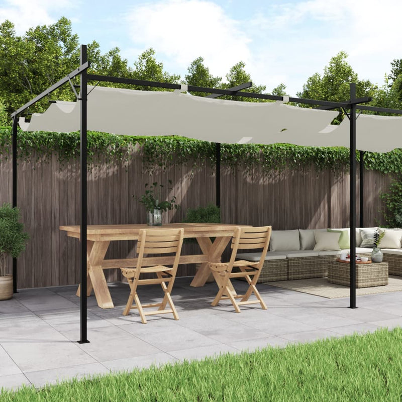 Load image into Gallery viewer, VidaXL Pergola met uitschuifbaar dak 589x292x230 crèmekleurig