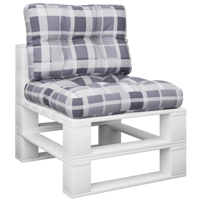 Load image into Gallery viewer, Vidaxl palletkussens 2 st ruitpatroon stof grijs