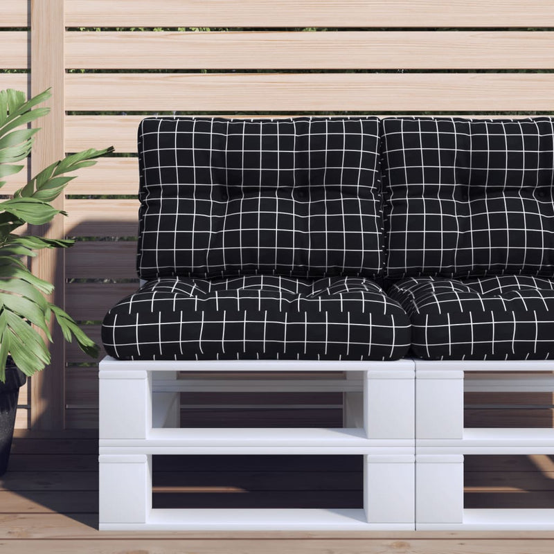 Load image into Gallery viewer, Vidaxl palletkussens 2 st stof ruitpatroon zwart