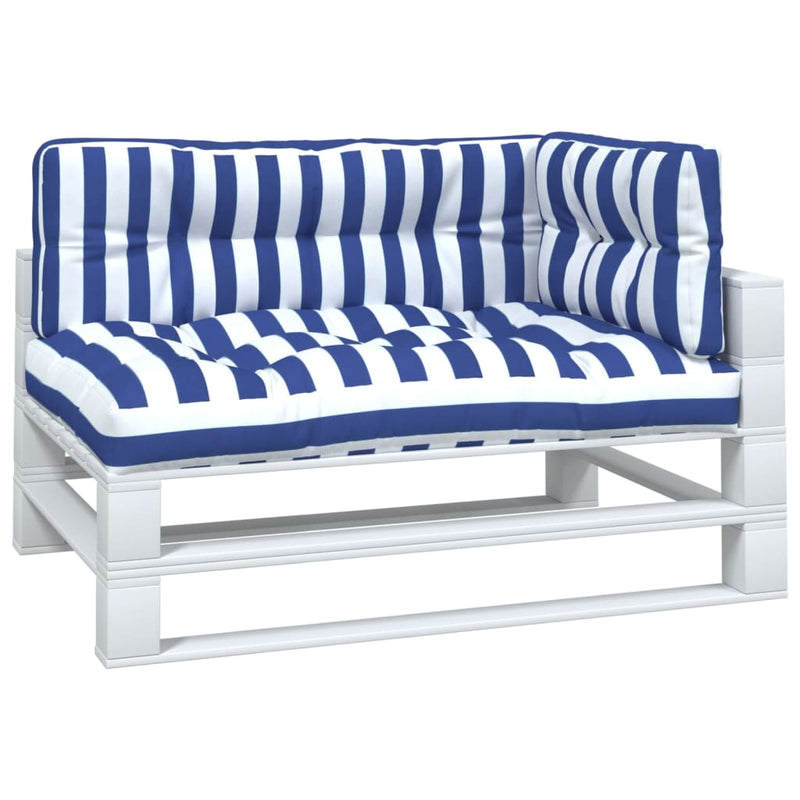 Load image into Gallery viewer, Vidaxl palletkussens 3 st gestreept stof wit en blauw