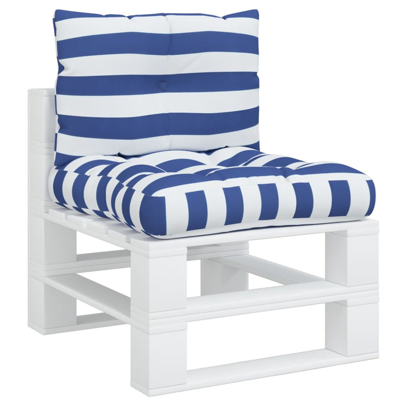 Load image into Gallery viewer, Vidaxl palletkussens 2 st gestreept oxford stof wit en blauw