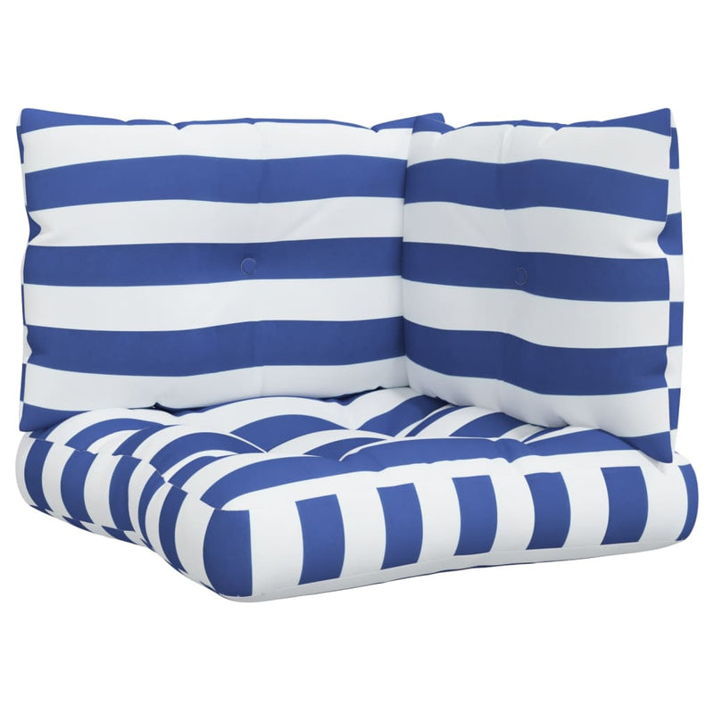 Load image into Gallery viewer, Vidaxl palletkussens 3 st gestreept oxford stof wit en blauw
