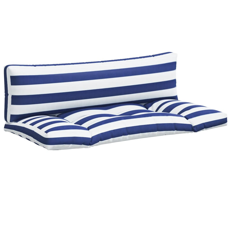Load image into Gallery viewer, Vidaxl palletkussens 2 st gestreept oxford stof wit en blauw