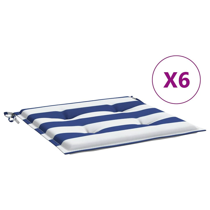 Load image into Gallery viewer, Vidaxl tuinstoelkussens 6 st gestreept 40x40x4 cm stof wit en blauw