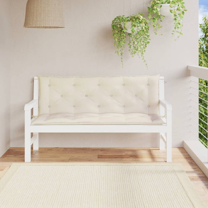 Afbeelding laden in galerijviewer, Vidaxl tuinbankkussens 2 st 150x50x7 cm oxford stof crèmewit