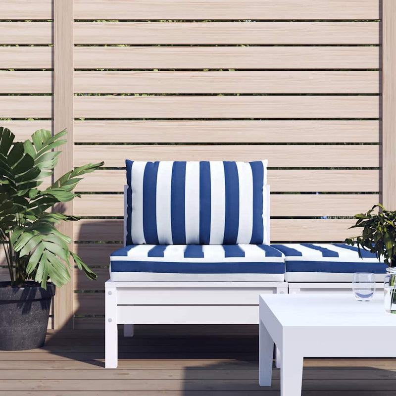 Load image into Gallery viewer, Vidaxl palletkussens 2 st gestreept oxford stof wit en blauw