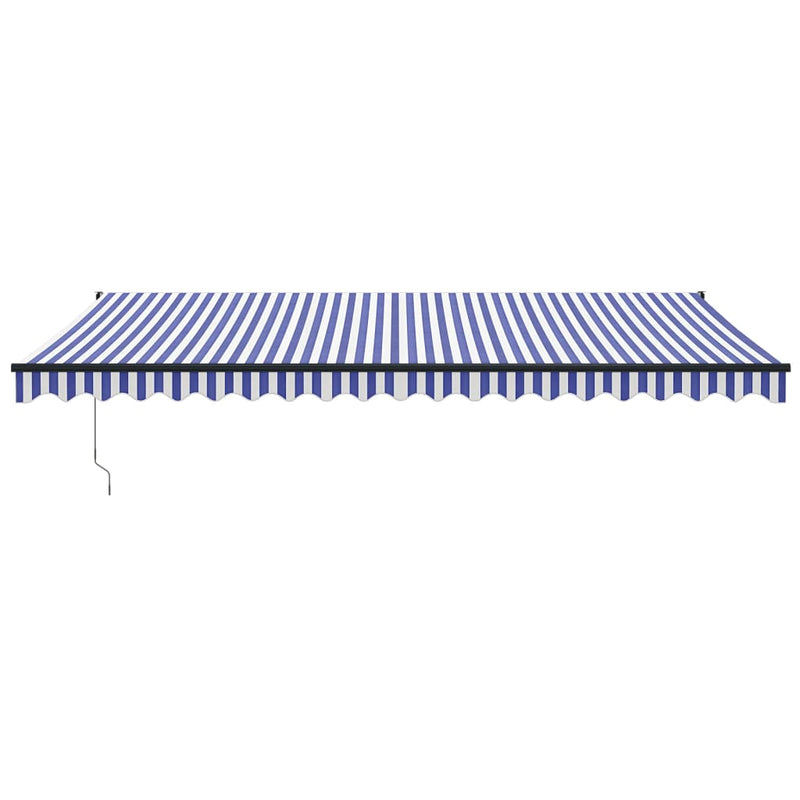 Afbeelding laden in galerijviewer, Vidaxl luifel uittrekbaar 5x3 m stof en aluminium blauw en wit