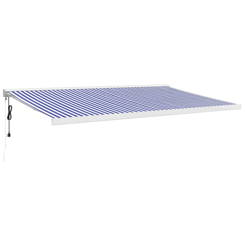 Load image into Gallery viewer, VidaXL Luifel uittrekbaar 5x3 m stof en aluminium blauw en wit