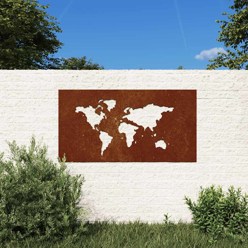 Load image into Gallery viewer, Vidaxl wanddecoratie tuin wereldkaartontwerp 105x55 cm cortenstaal