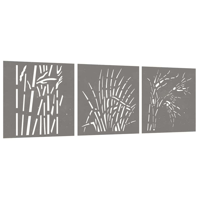 Load image into Gallery viewer, Vidaxl wanddecoratie tuin 3 st grasontwerp 55x55 cm cortenstaal