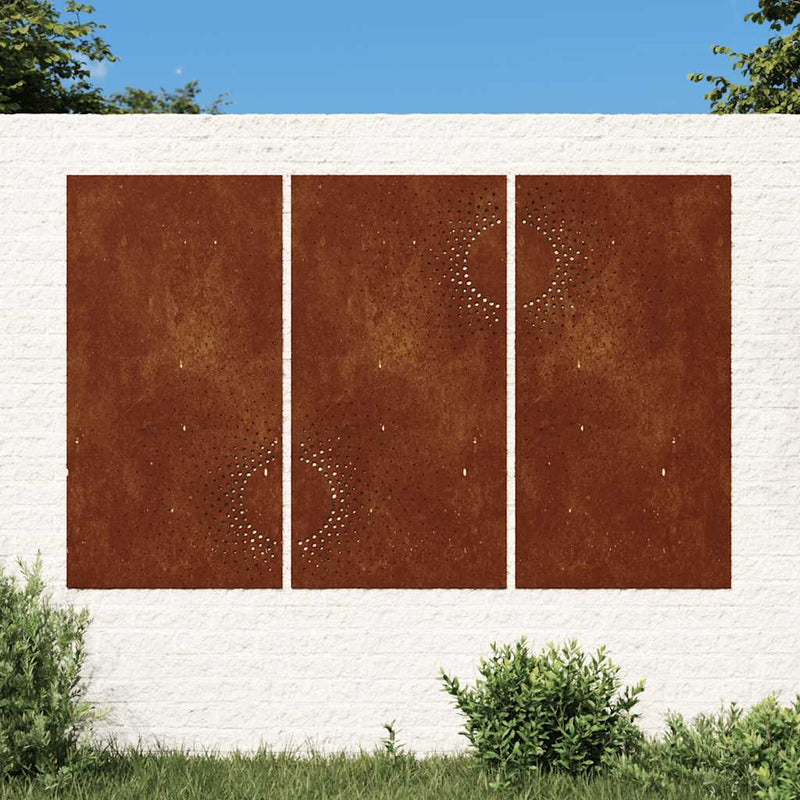 Load image into Gallery viewer, Vidaxl wanddecoratie tuin 3 st zonontwerp 105x55 cm cortenstaal