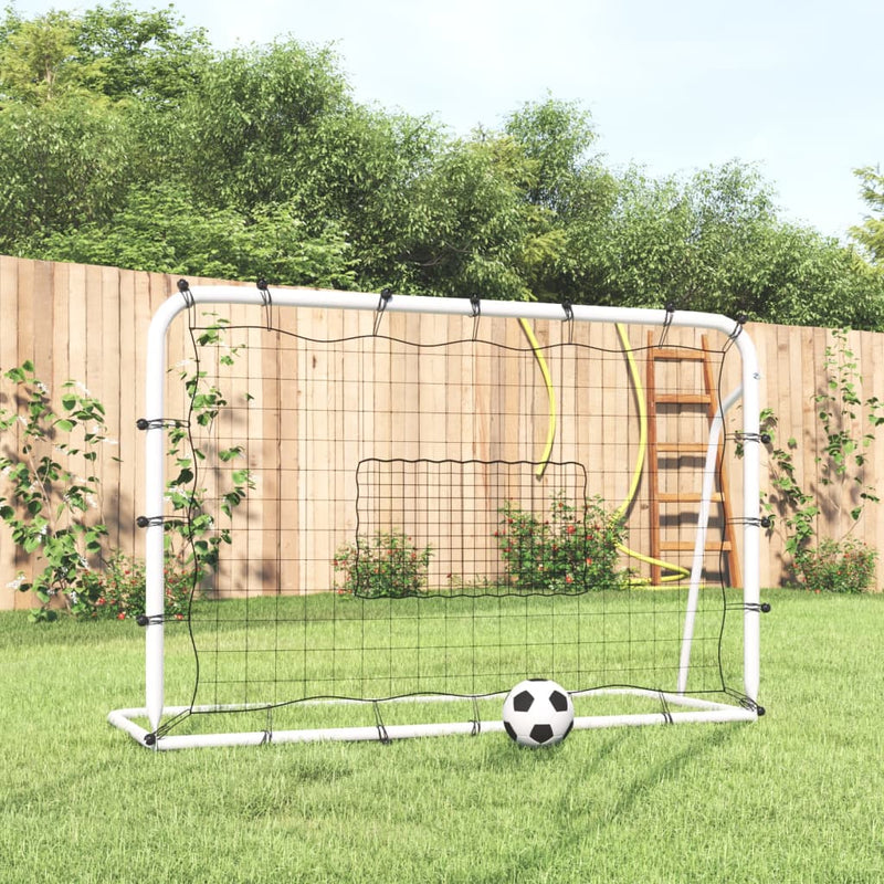 Load image into Gallery viewer, Vidaxl voetbalrebounder 184x61x123 cm staal en pe wit en zwart