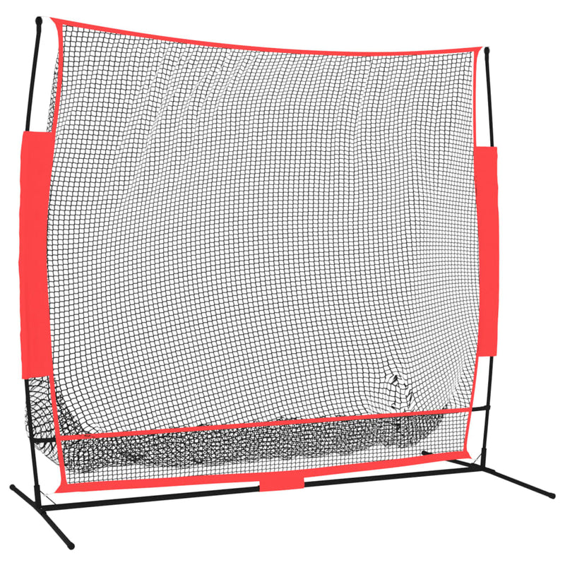 Load image into Gallery viewer, Vidaxl honkbalnet draagbaar 215x107x216 cm polyester zwart en rood