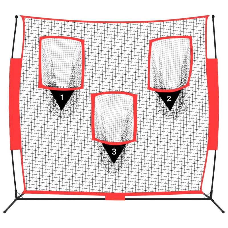 Load image into Gallery viewer, Vidaxl honkbalnet draagbaar 183x105x183 cm polyester zwart en rood