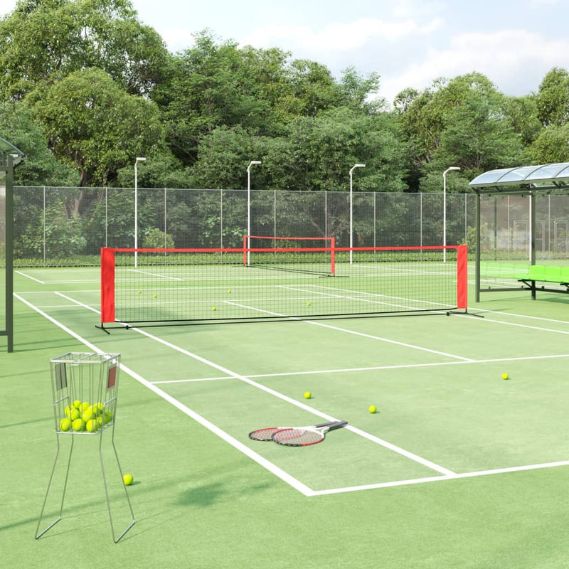 Afbeelding laden in galerijviewer, Vidaxl tennisnet 500x100x87 cm polyester zwart en rood