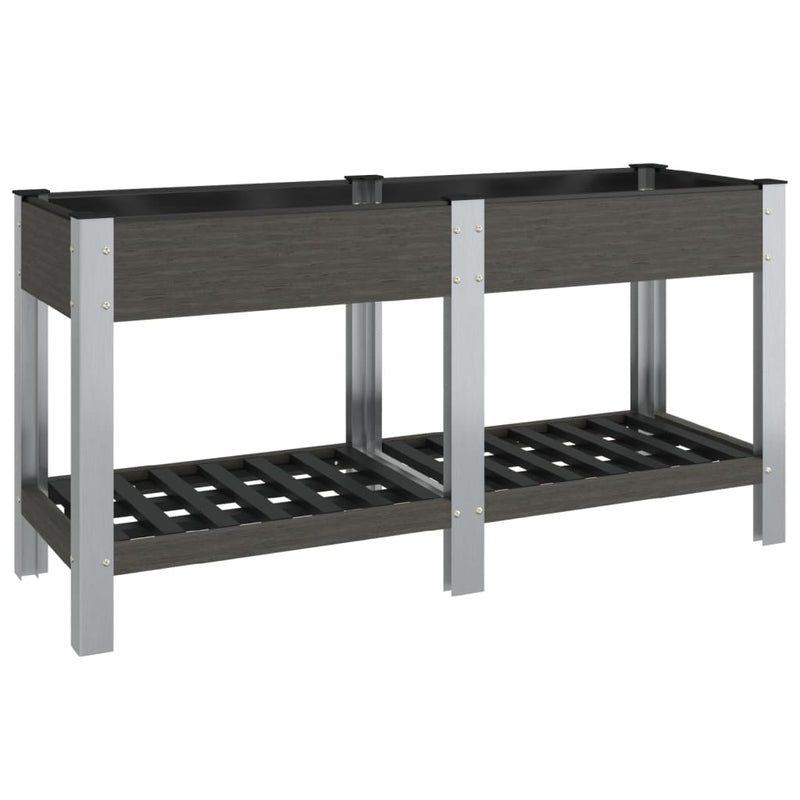 Load image into Gallery viewer, Vidaxl plantenbak verhoogd met schap 175x50x75 cm hkc grijs