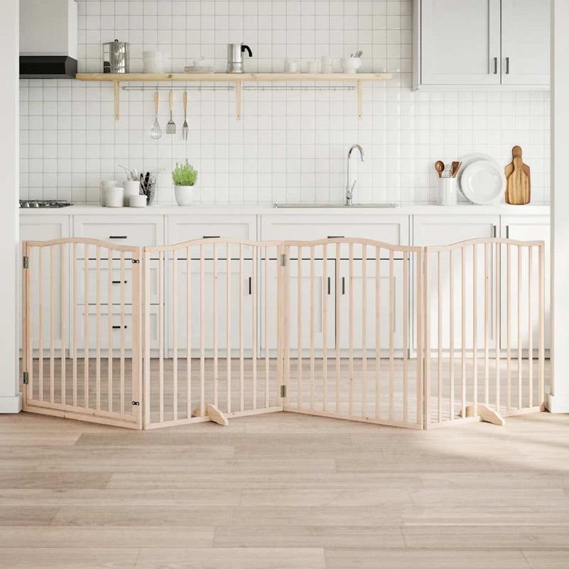 Load image into Gallery viewer, Vidaxl hondenhek inklapbaar met deur 4 panelen 320 cm populierenhout