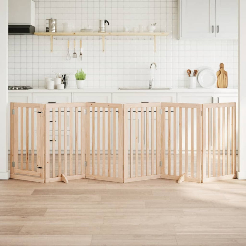 Load image into Gallery viewer, Vidaxl hondenhek met deur opvouwbaar 6 panelen 300 cm populierenhout