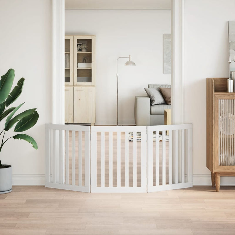 Load image into Gallery viewer, Vidaxl hondenhek inklapbaar 3 panelen 150 cm populierenhout wit