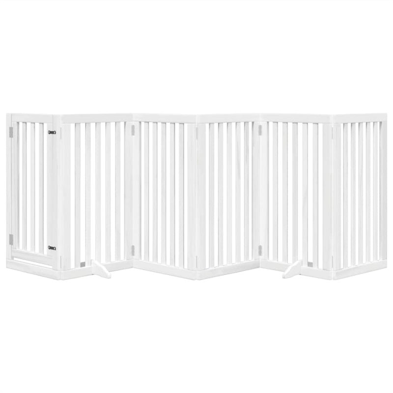 Load image into Gallery viewer, Vidaxl hondenhek inklapbaar met deur 6 panelen 300 cm populierhout wit
