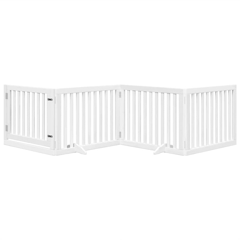 Load image into Gallery viewer, Vidaxl hondenhek inklapbaar met deur 4 panelen 320 cm populierhout wit