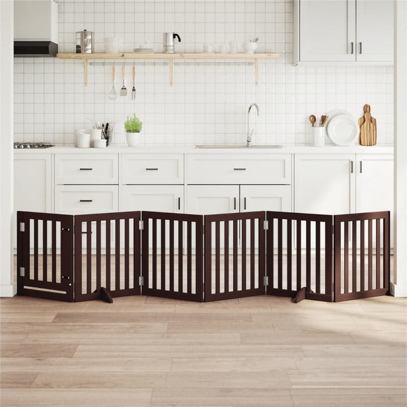 Load image into Gallery viewer, Vidaxl hondenhek inklapbaar 6 panelen 300 cm populierenhout bruin