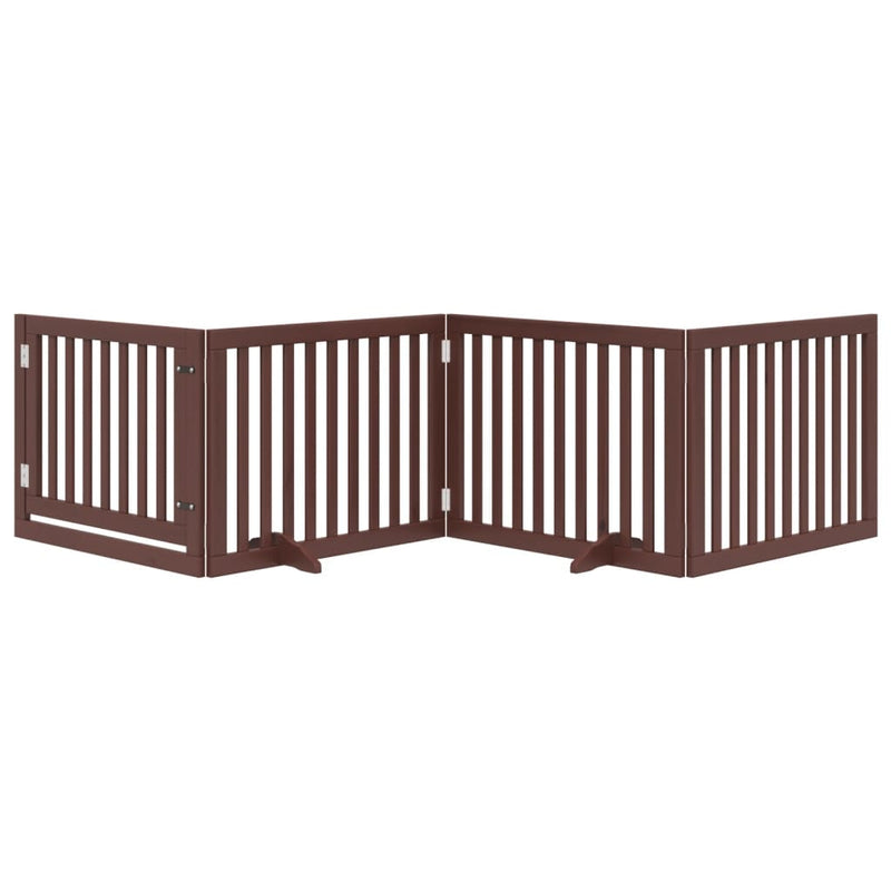 Load image into Gallery viewer, Vidaxl hondenhek inklapbaar 4 panelen 320 cm populierenhout bruin