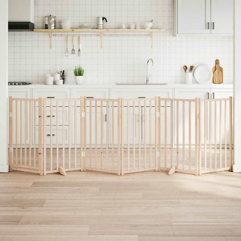 Load image into Gallery viewer, Vidaxl hondenhek met deur opvouwbaar 6 panelen 300 cm massief vurenhout