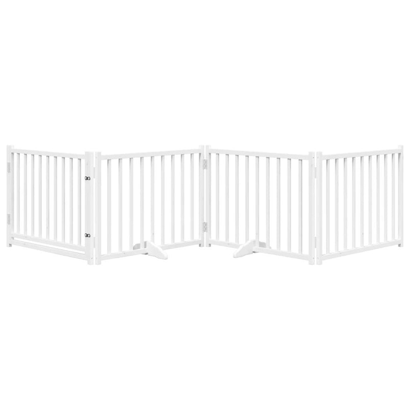 Load image into Gallery viewer, Vidaxl hondenhek inklapbaar 4 panelen 320 cm massief vurenhout wit