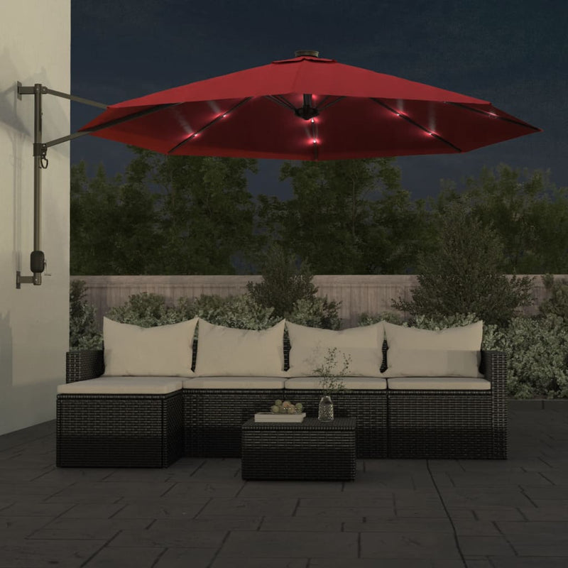 Load image into Gallery viewer, Vidaxl wandparasol met leds 290 cm felrood