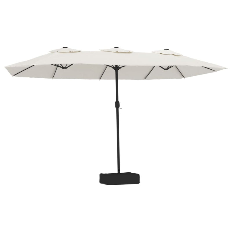 Afbeelding laden in galerijviewer, Vidaxl parasol dubbel dak met led 449x265 cm zandwit
