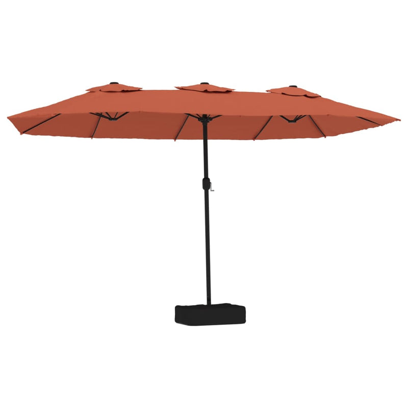 Afbeelding laden in galerijviewer, Vidaxl parasol dubbel dak met led 449x265 cm terracottakleurig