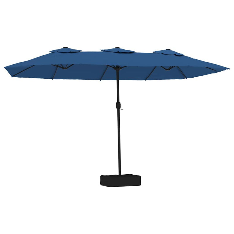 Afbeelding laden in galerijviewer, Vidaxl parasol dubbel dak met led 449x265 cm azuurblauw