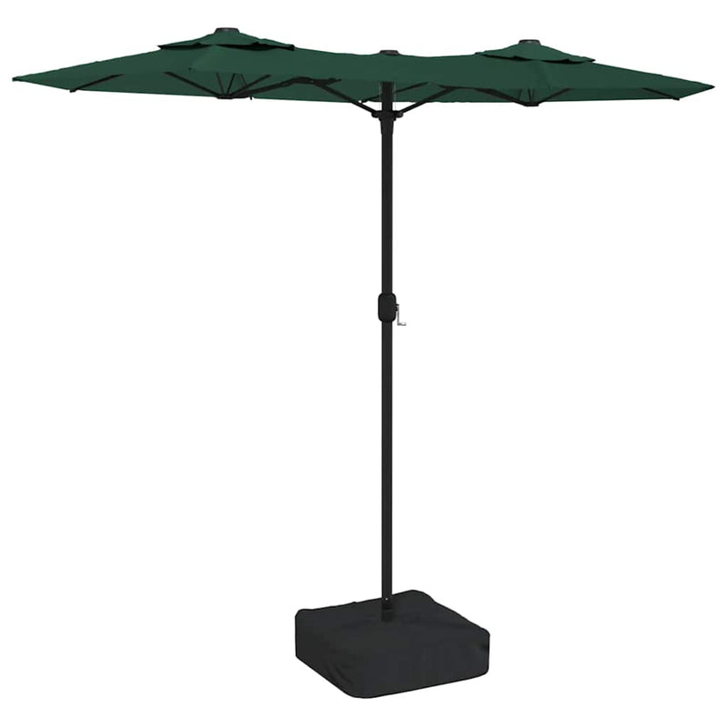 Afbeelding laden in galerijviewer, Vidaxl parasol dubbel met led's 316x145 cm groen