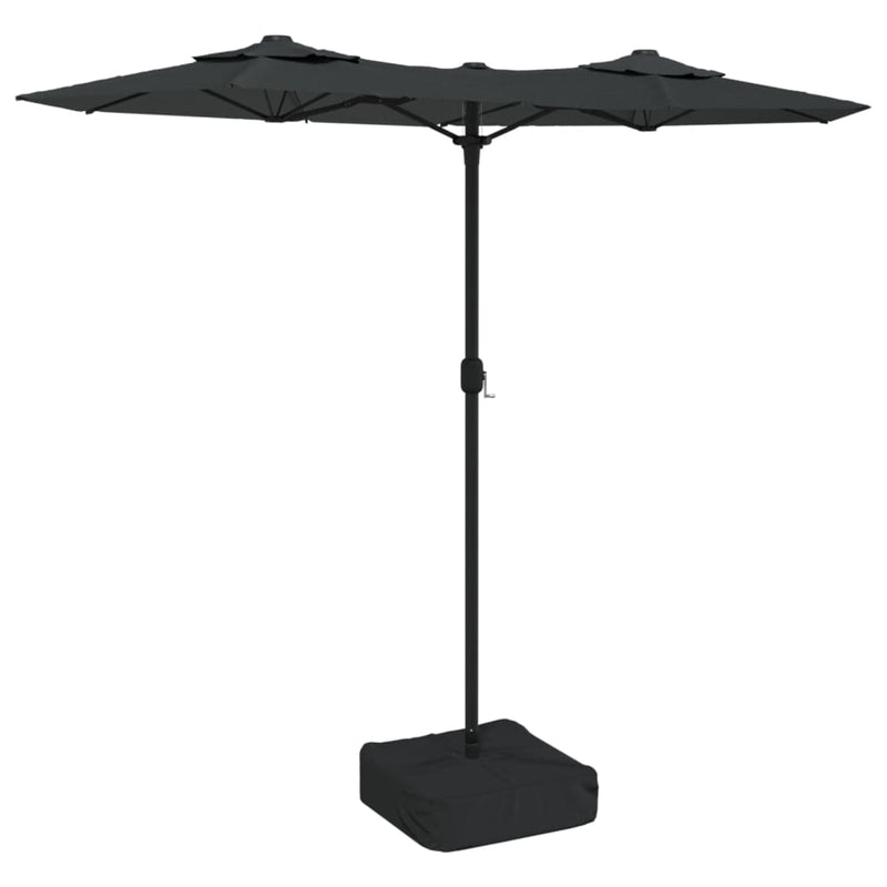 Afbeelding laden in galerijviewer, Vidaxl parasol dubbel dak met led's 316x145 cm antracietkleurig