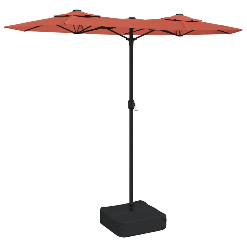 Afbeelding laden in galerijviewer, Vidaxl parasol dubbel dak met led's 316x145 cm terracottakleurig