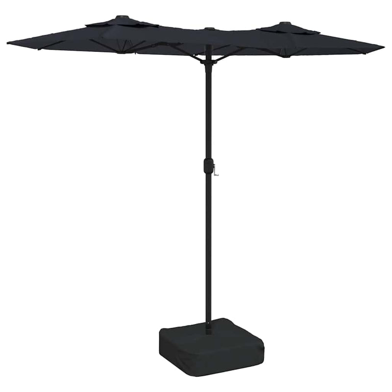 Afbeelding laden in galerijviewer, Vidaxl parasol dubbel dak met led's 316x145 cm zwart