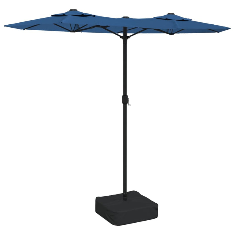 Afbeelding laden in galerijviewer, Vidaxl parasol dubbel dak met led 316x145 cm azuurblauw