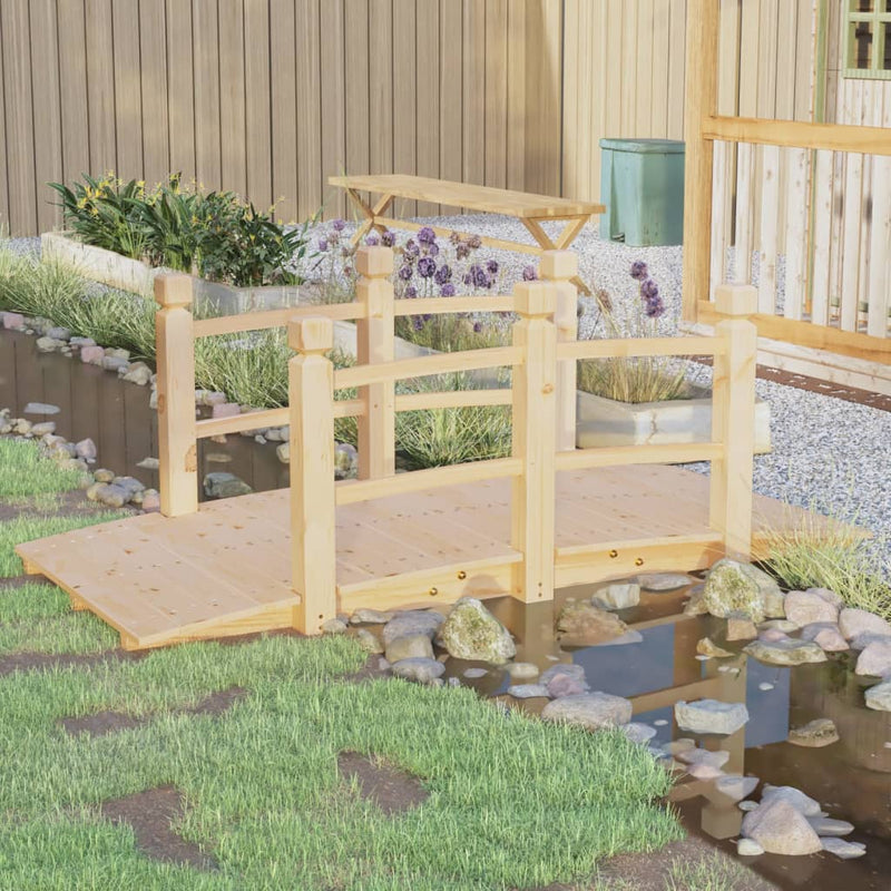Load image into Gallery viewer, Vidaxl tuinbrug met leuningen 150x67x56 cm massief vurenhout