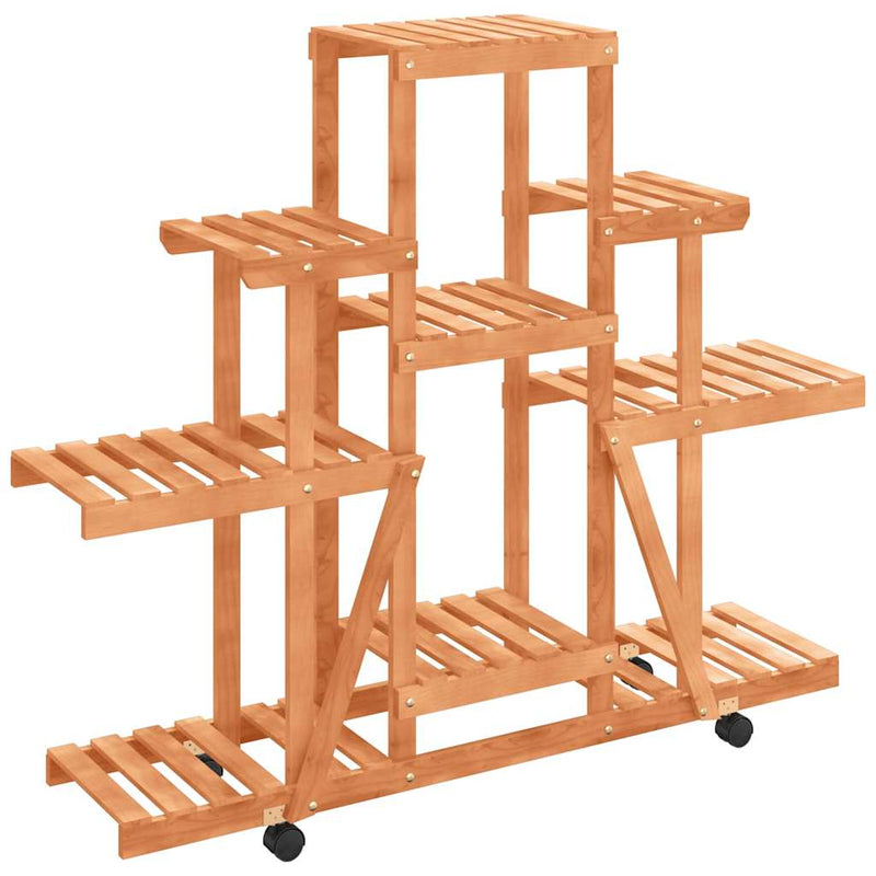 Afbeelding laden in galerijviewer, Vidaxl plantenstandaard met wielen 110x25x101 cm massief vurenhout
