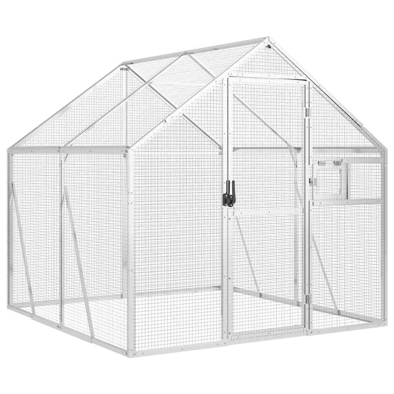 Afbeelding laden in galerijviewer, Vidaxl volière 1,79x2x1,85 m aluminium zilverkleurig