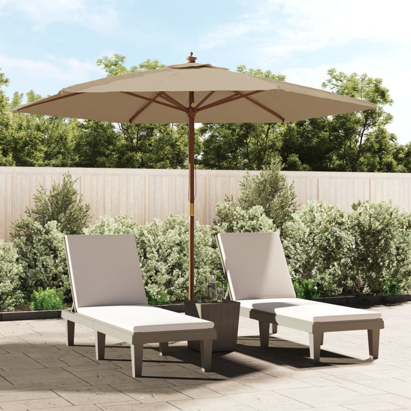 Load image into Gallery viewer, Vidaxl parasol met houten paal 299x240 cm taupe