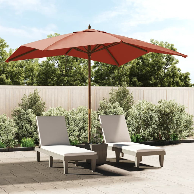 Load image into Gallery viewer, Vidaxl parasol met houten paal 300x300x273 cm terracottakleurig