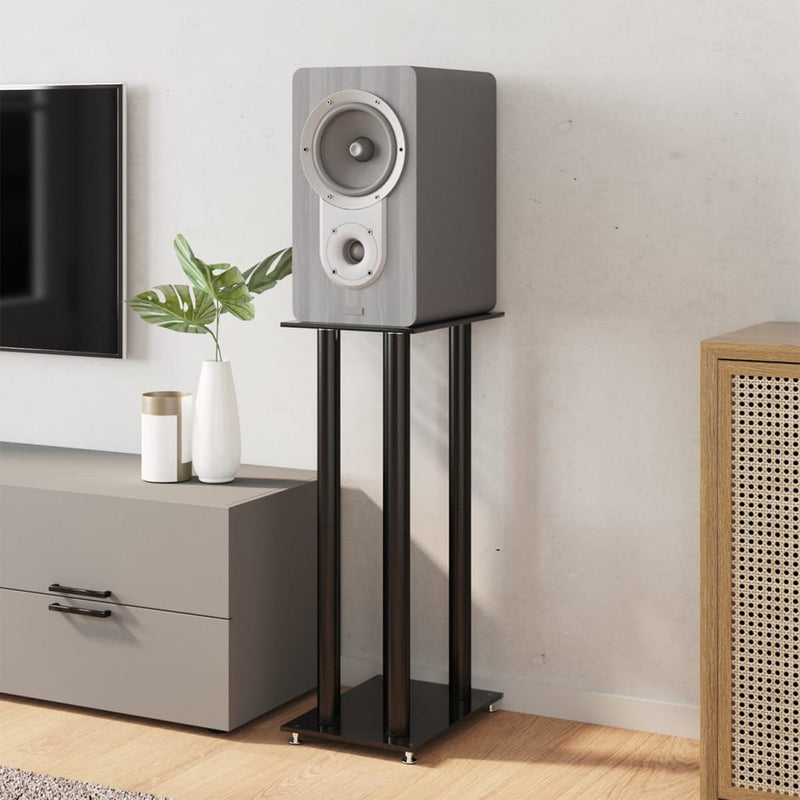 Load image into Gallery viewer, Vidaxl luidsprekerstandaards 2 st 4 pijlers gehard glas zwart