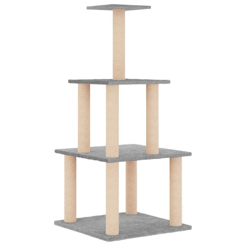 Afbeelding laden in galerijviewer, Vidaxl kattenmeubel met sisal krabpalen 111 cm lichtgrijs
