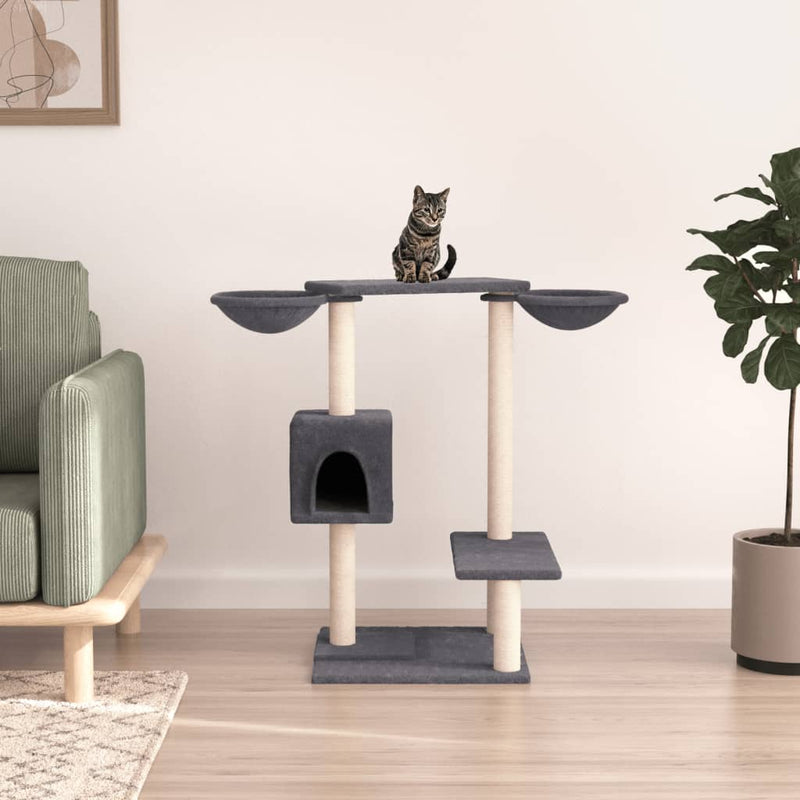 Afbeelding laden in galerijviewer, Vidaxl kattenmeubel met krabpalen 82 cm donkergrijs