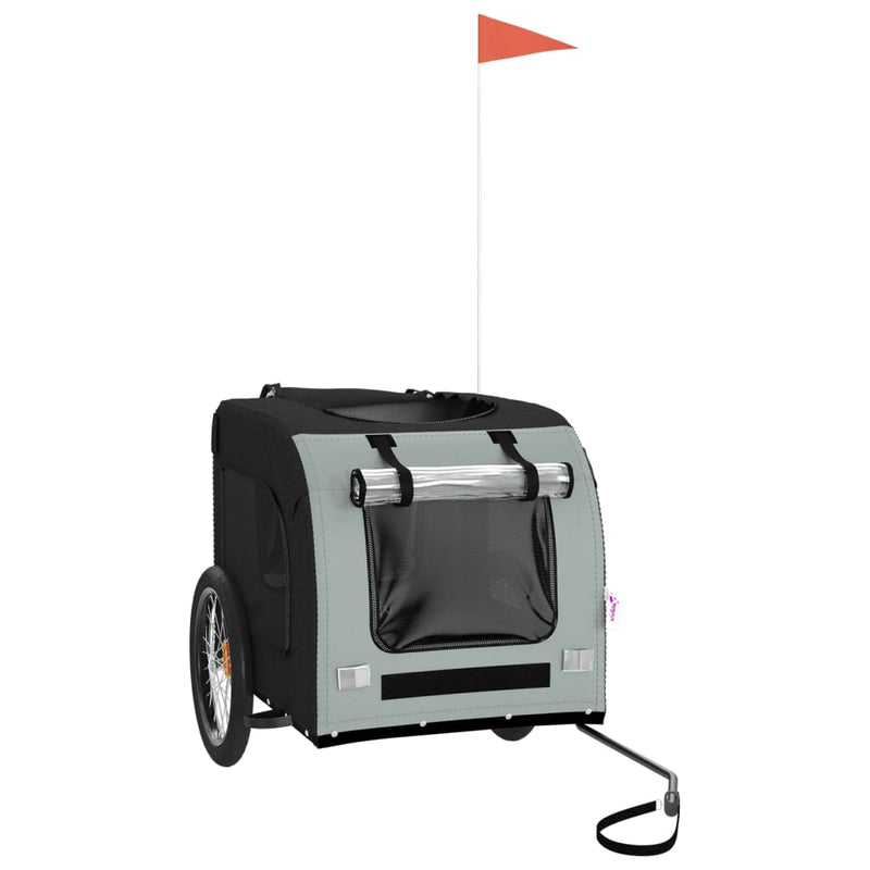 Load image into Gallery viewer, Vidaxl hondenfietstrailer oxfordstof en ijzer grijs en zwart